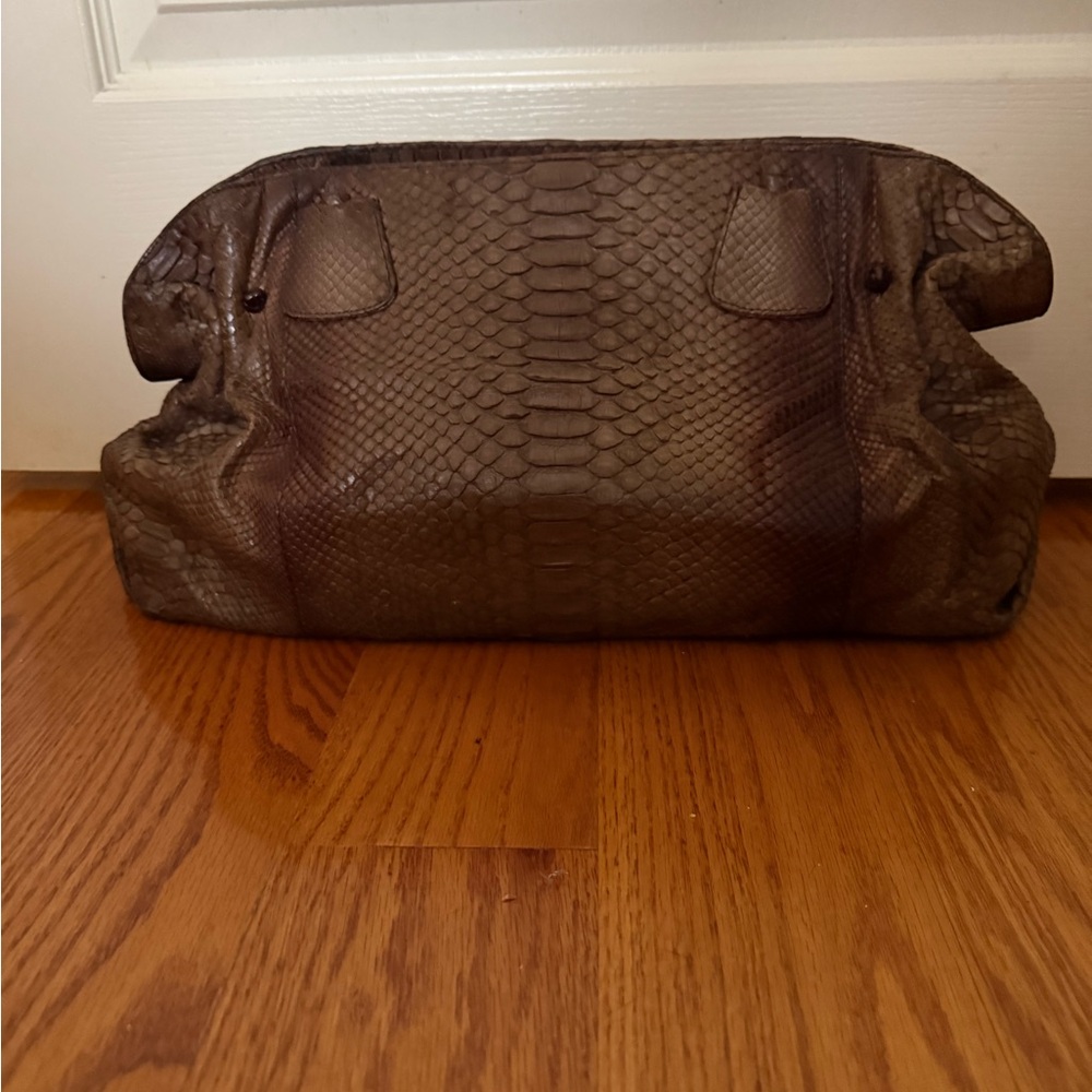 Carlos Falchi Brown Large Python Skin Clutch
